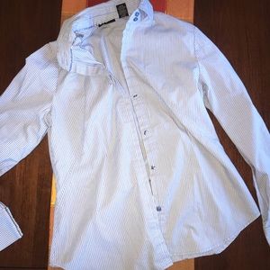 Pinstriped button down collar shirt